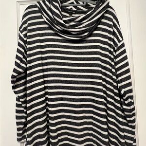 Lane Bryant Black and White Cowl Neck Sweater